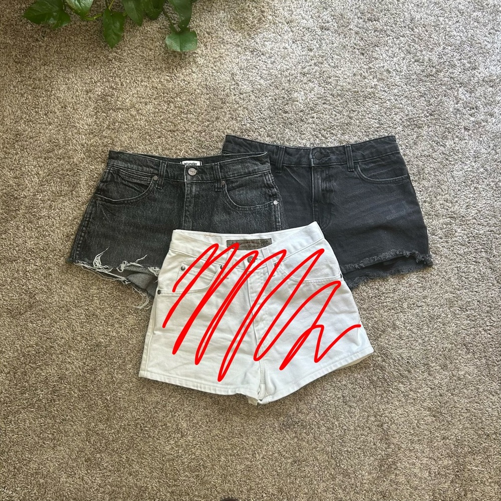 Women’s High-Rise Denim Shorts — Black and White (3-Pack)